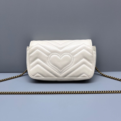 Gucci Matelasse Super Mini GG Marmont Calfskin White