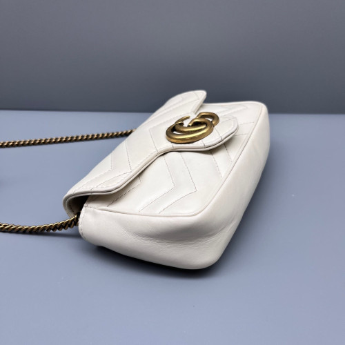 Gucci Matelasse Super Mini GG Marmont Calfskin White