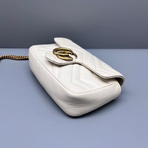 Gucci Matelasse Super Mini GG Marmont Calfskin White