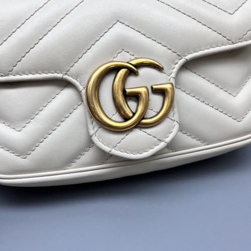 Gucci Matelasse Super Mini GG Marmont Calfskin White