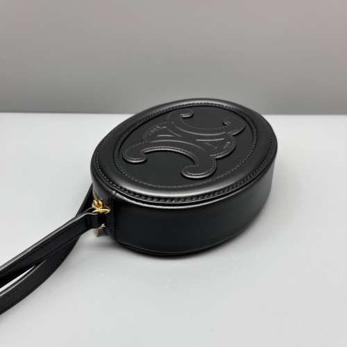 Celine Triomphe Triomphe Oval Crossbody Bag Smooth Calfskin Black