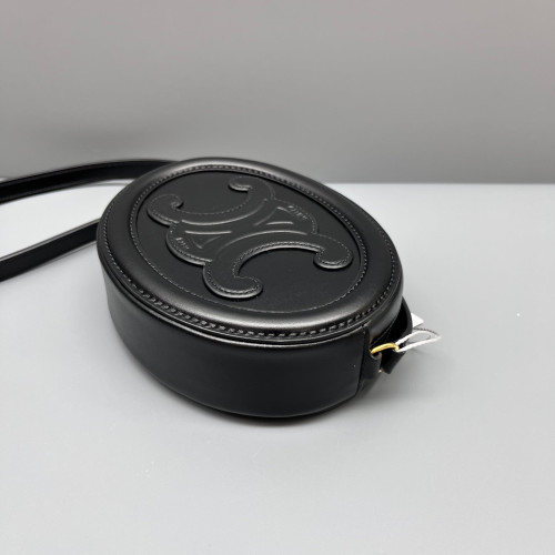 Celine Triomphe Triomphe Oval Crossbody Bag Smooth Calfskin Black