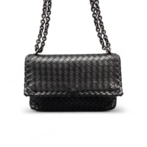 Bottega Veneta Medium Olimpia Shoulder Bag Calfskin Intrecciato Black