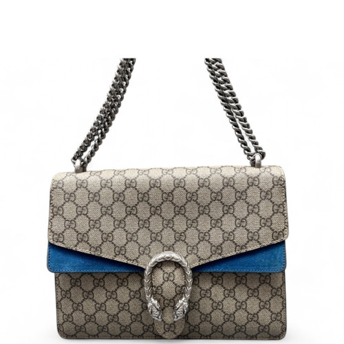 Gucci Dionysus GG Supreme Monogram Suede Beige Blue