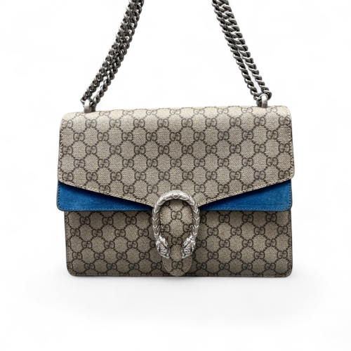 Gucci Dionysus GG Supreme Monogram Suede Beige Blue