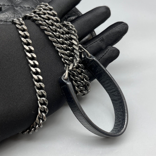 Yves Saint Laurent Mini Niki Chain Pull Up Leather Black
