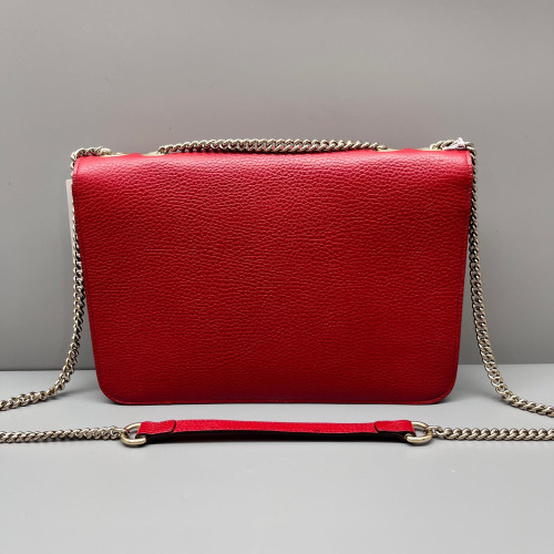 Gucci Medium Interlocking G Shoulder Bag Grained Calfskin Red