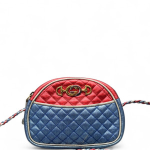 Gucci Crossbody Bag Calfskin Red Blue Silver
