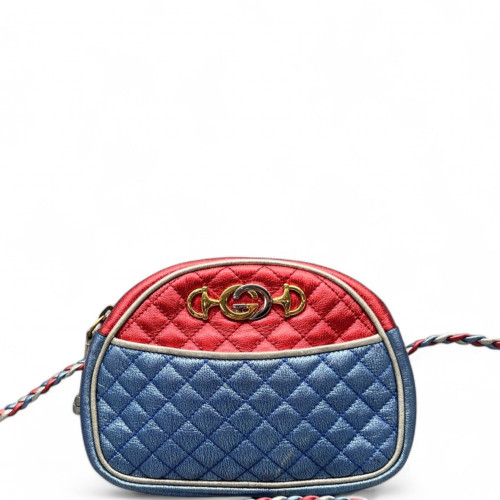 Gucci Crossbody Bag Calfskin Red Blue Silver