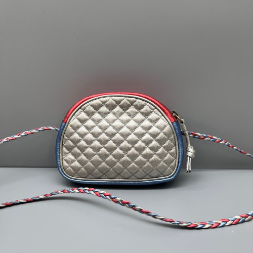 Gucci Crossbody Bag Calfskin Red Blue Silver