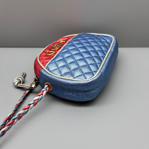 Gucci Crossbody Bag Calfskin Red Blue Silver