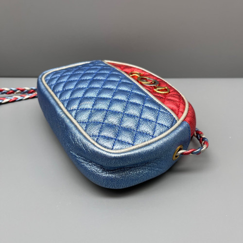 Gucci Crossbody Bag Calfskin Red Blue Silver