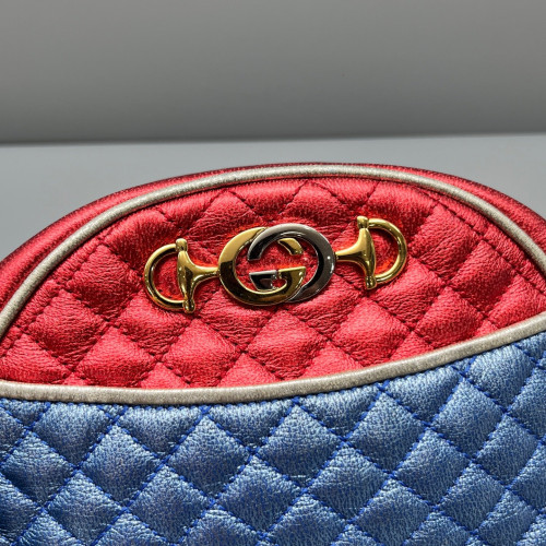 Gucci Crossbody Bag Calfskin Red Blue Silver