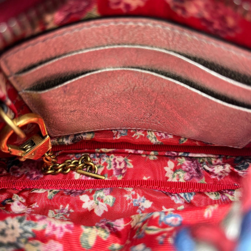 Gucci Crossbody Bag Calfskin Red Blue Silver