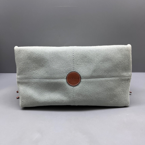 Loewe Small Cushion Tote Canvas Calfskin Beige Brown