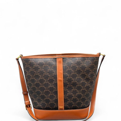 Celine Triomphe Bucket Bag Mediun Triomphe Brown Black Celine Triomphe Bucket Bag Mediun Triomphe Brown Black