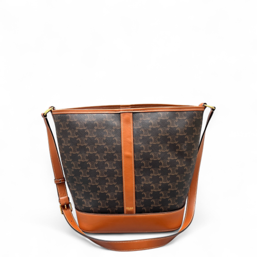 Celine Triomphe Bucket Bag Mediun Triomphe Brown Black Celine Triomphe Bucket Bag Mediun Triomphe Brown Black
