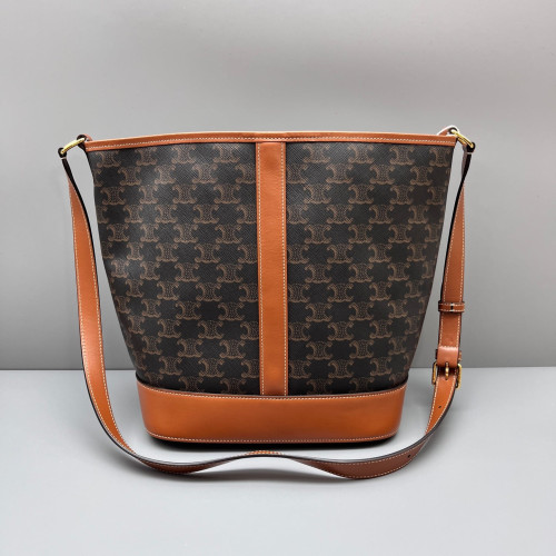 Celine Triomphe Bucket Bag Mediun Triomphe Brown Black Celine Triomphe Bucket Bag Mediun Triomphe Brown Black