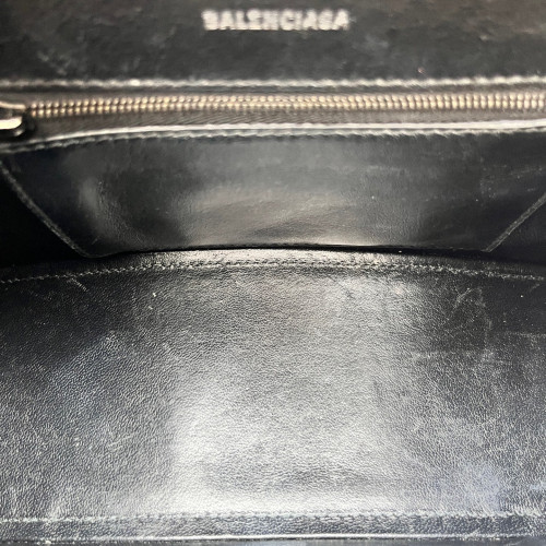 Balenciaga Hourglass Small Calfskin Crocodile Embossed Black