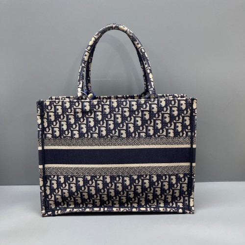 Dior Medium Book Tote Oblique Beige Navy Black