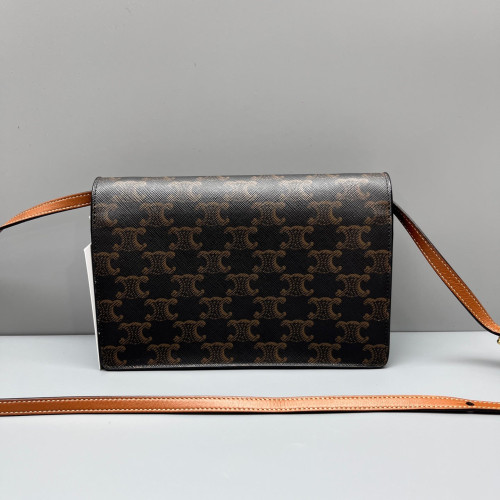 Celine Wallet On Strap Triomphe Brown Black