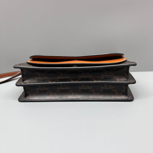 Celine Wallet On Strap Triomphe Brown Black
