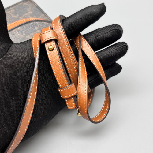 Celine Wallet On Strap Triomphe Brown Black