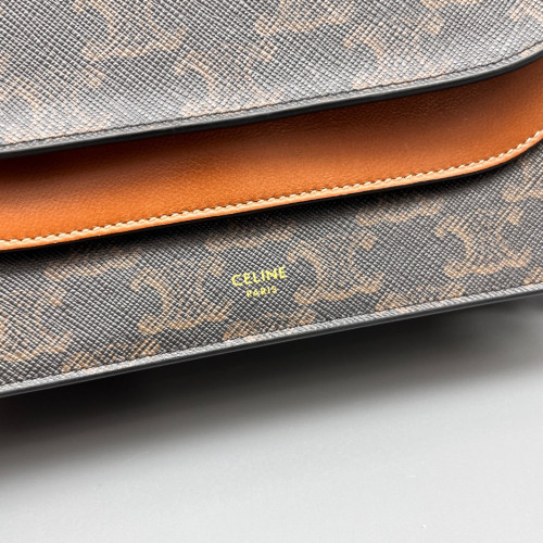 Celine Wallet On Strap Triomphe Brown Black