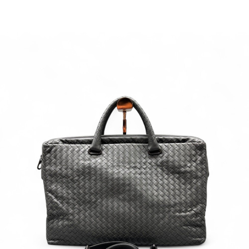 Bottega Veneta Intrecciato Briefcase Large Calfskin Intrecciato Grey