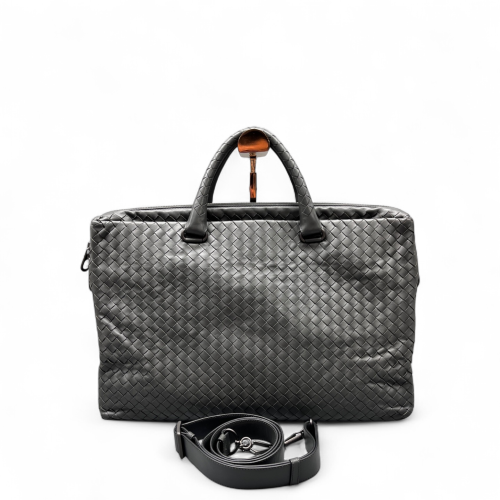Bottega Veneta Intrecciato Briefcase Large Calfskin Intrecciato Grey