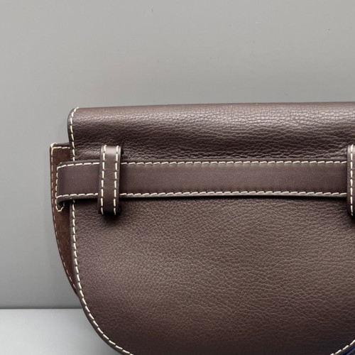 Loewe Small Gate Suede Grained Calfskin Dark Brown