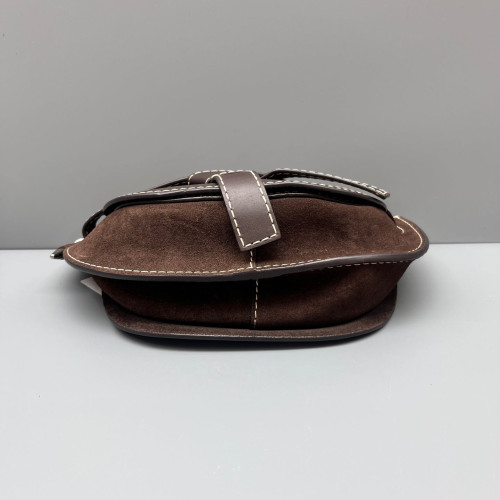Loewe Small Gate Suede Grained Calfskin Dark Brown