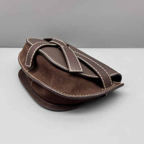 Loewe Small Gate Suede Grained Calfskin Dark Brown
