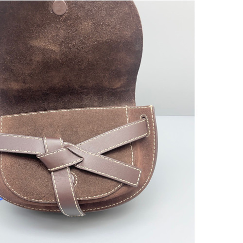 Loewe Small Gate Suede Grained Calfskin Dark Brown