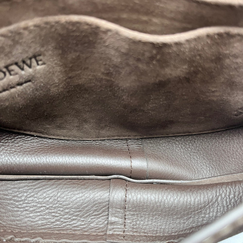 Loewe Small Gate Suede Grained Calfskin Dark Brown