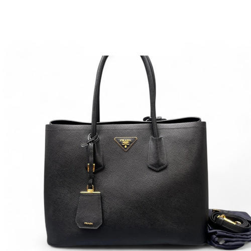 Prada Large Double Bag Saffiano Calfskin Black