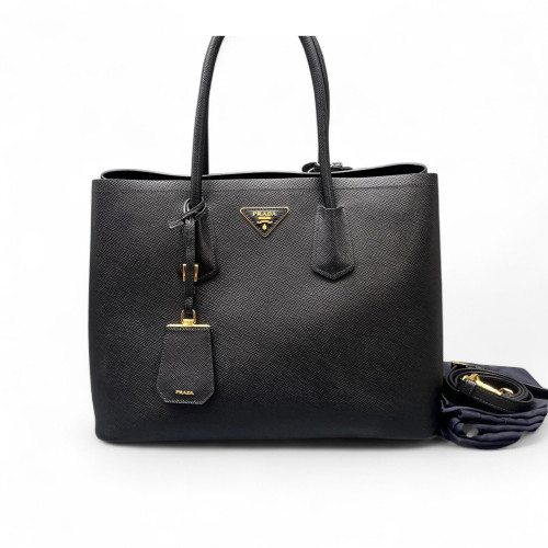 Prada Large Double Bag Saffiano Calfskin Black
