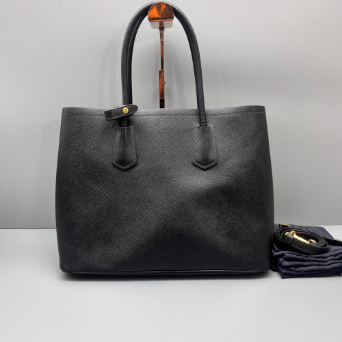 Prada Large Double Bag Saffiano Calfskin Black