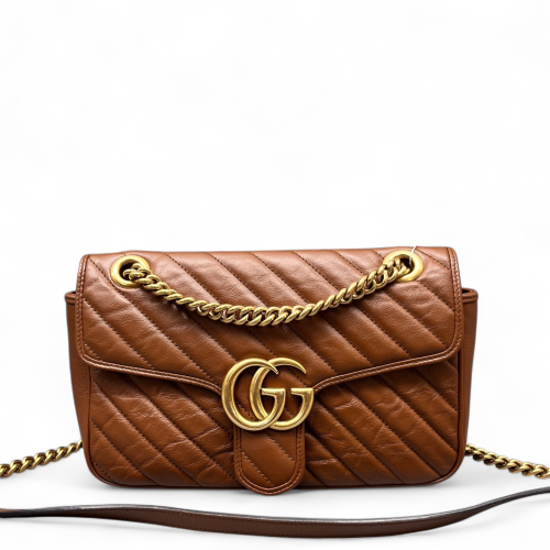 Gucci Matelasse Small GG Marmont Calfskin Tan
