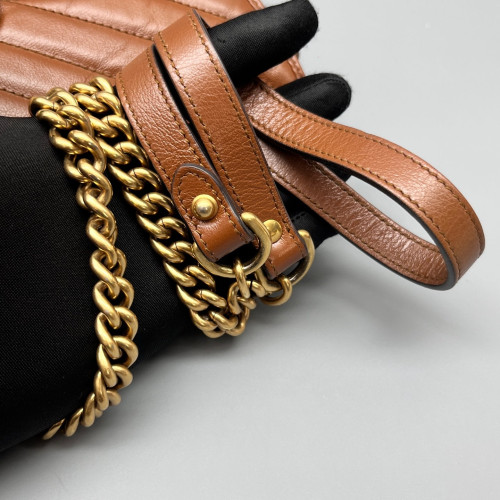 Gucci Matelasse Small GG Marmont Calfskin Tan