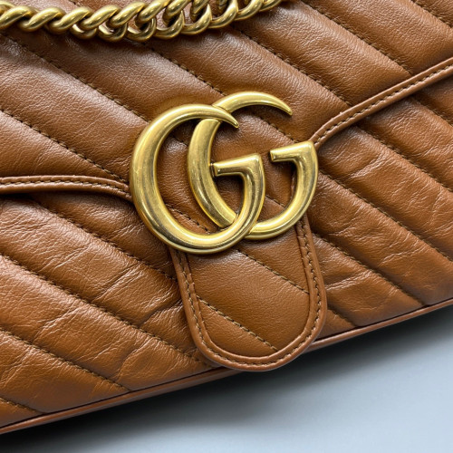 Gucci Matelasse Small GG Marmont Calfskin Tan