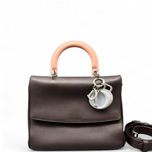 Dior Small Be Dior Flap Calfskin Light Grey Dark Brown