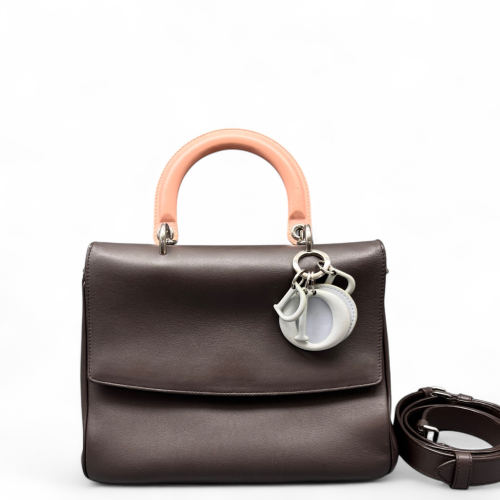Dior Small Be Dior Flap Calfskin Light Grey Dark Brown