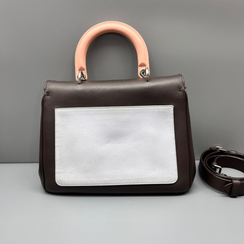 Dior Small Be Dior Flap Calfskin Light Grey Dark Brown