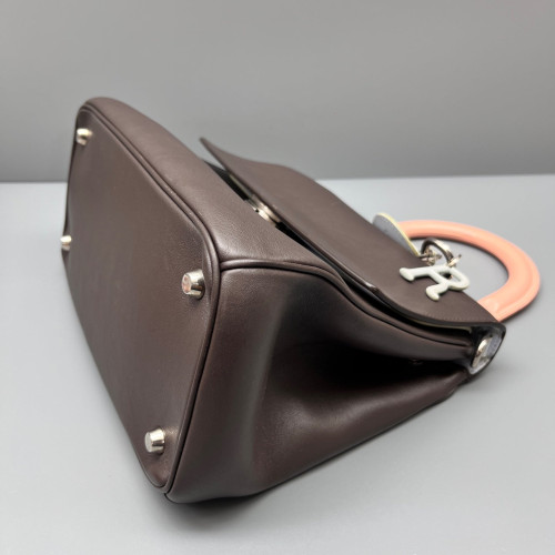 Dior Small Be Dior Flap Calfskin Light Grey Dark Brown