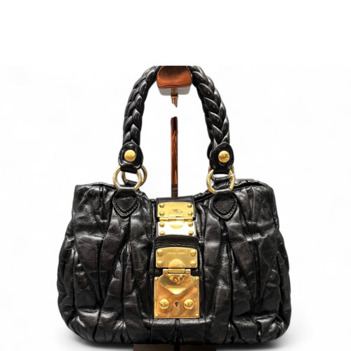 Miu Miu Two-Way Bag Calfskin Black