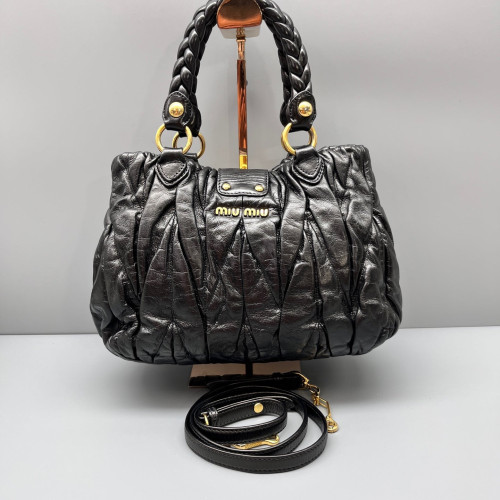 Miu Miu Two-Way Bag Calfskin Black
