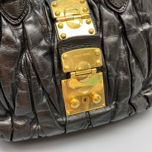 Miu Miu Two-Way Bag Calfskin Black