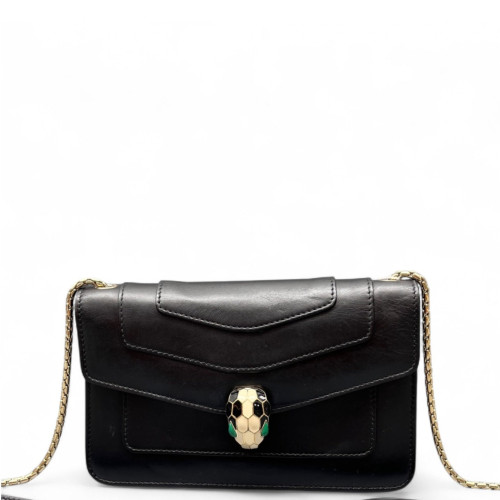Bvlgari Medium Serpenti Forever Shoulder Bag Calfskin Black