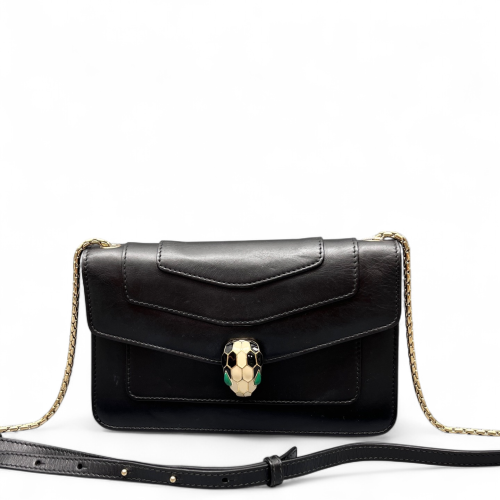Bvlgari Medium Serpenti Forever Shoulder Bag Calfskin Black